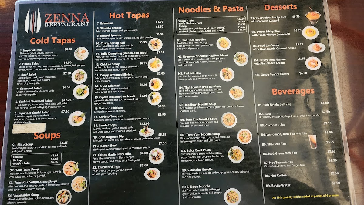 Zenna Thai & Japanese Restaurant Menu - Image 3